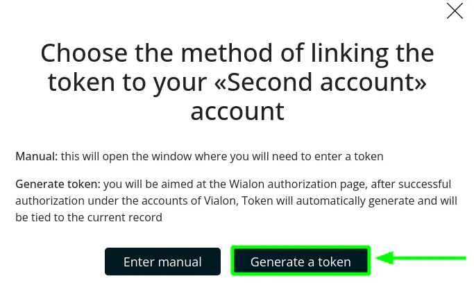 Click on the button to generate token