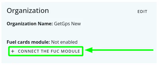 Click on the button connect the fuel cards module