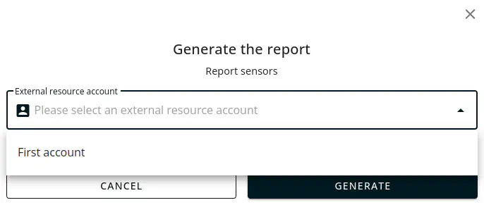 Select an external account from a drop -down list