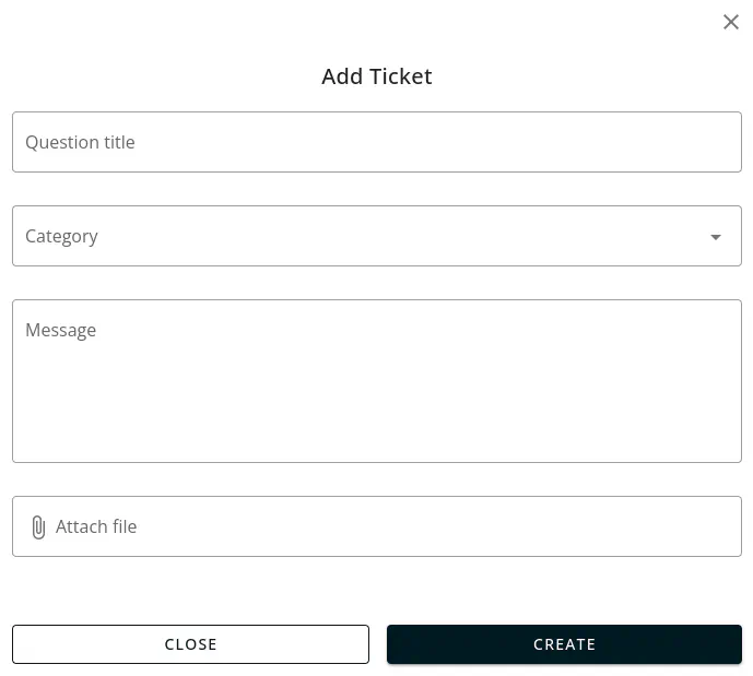 Modal window creation of ticket